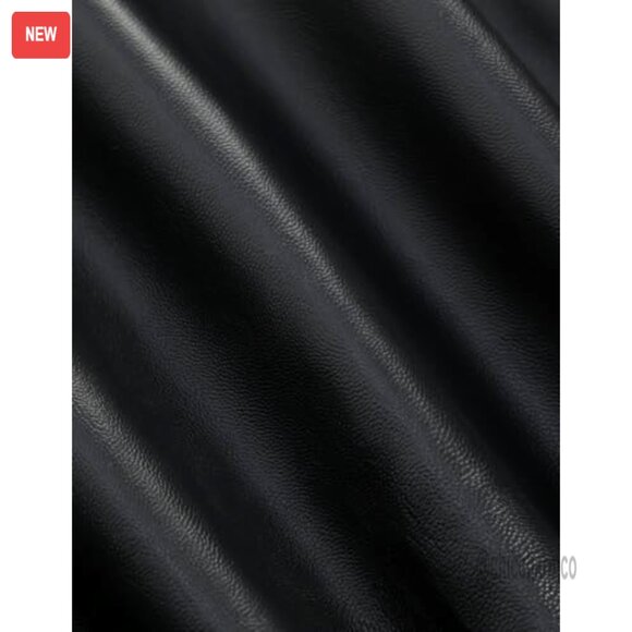 Cropped Faux Leather Jacket Y2K Motorcycle Bomber Streetwear Lightweight - Picture 6 of 6